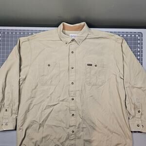 Vintage Carhartt Foreman Shirt XXL Tan Workwear Relaxed Outdoors Heavy Grunge